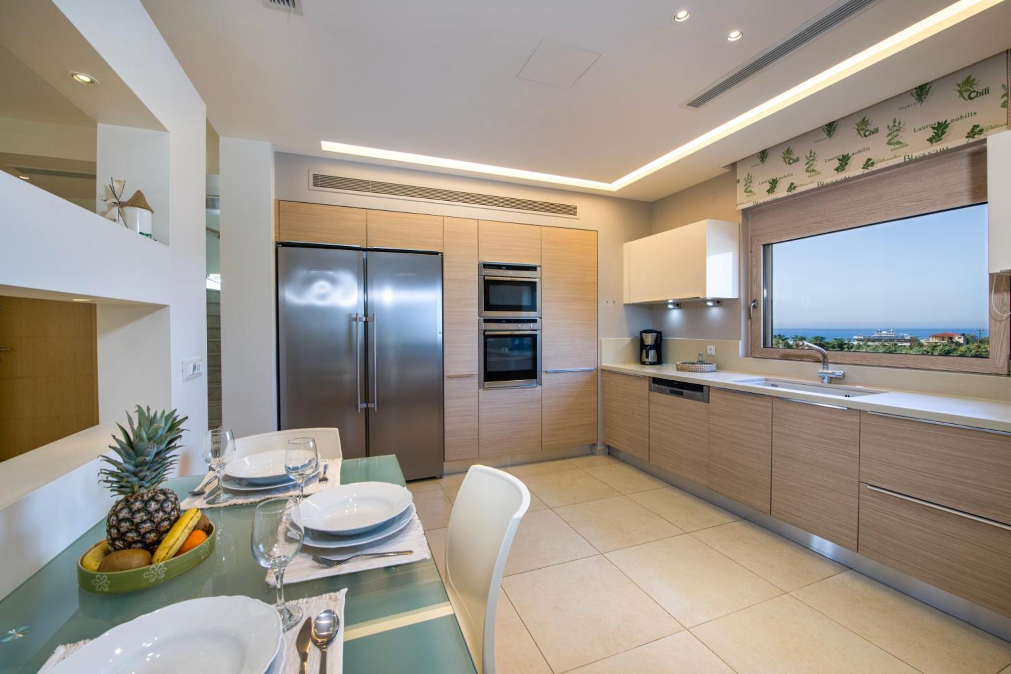 Four Seasons Private Villa - Seaview - Big Heated Pool - Gym - Sport Activities Gouves Buitenkant foto