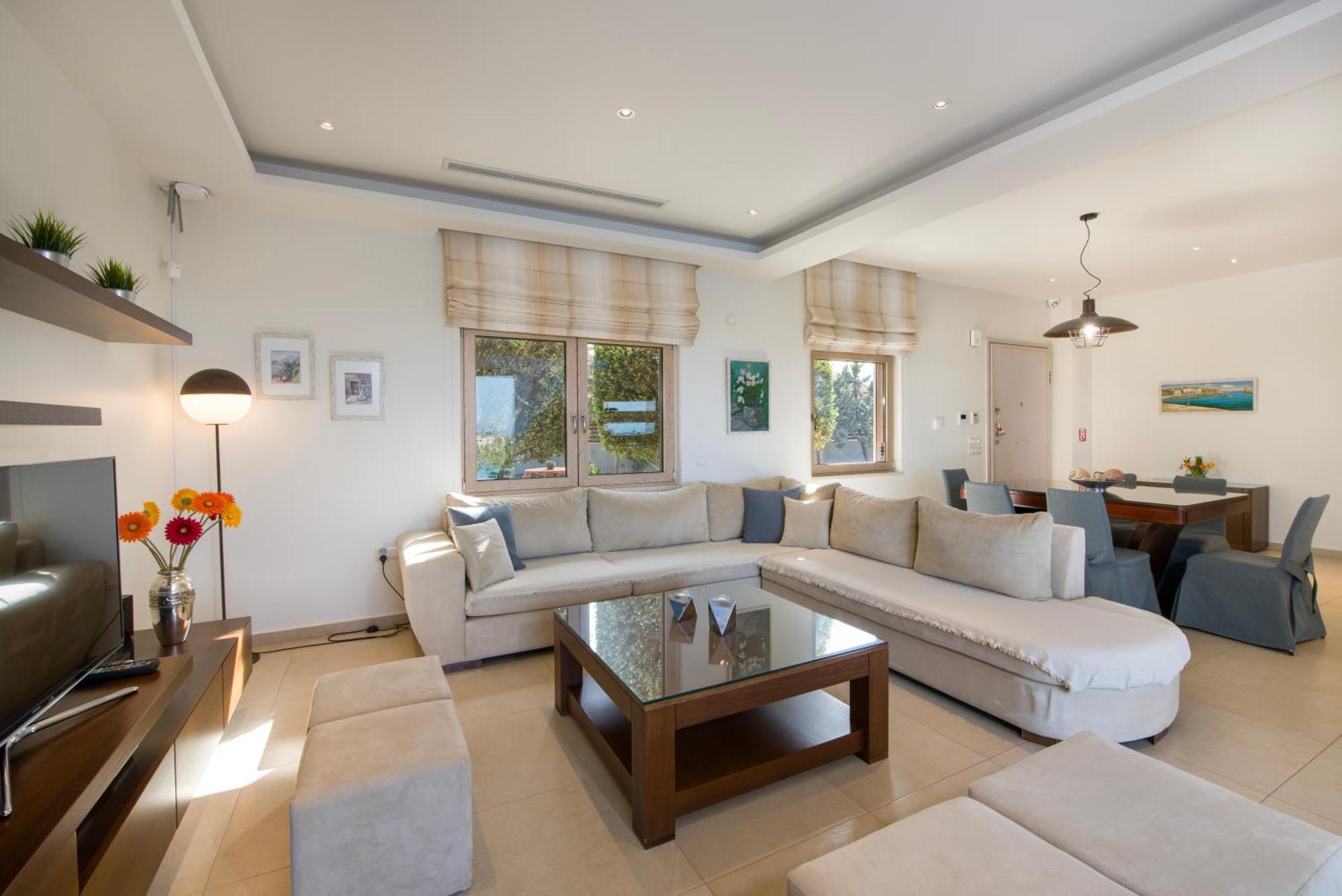Four Seasons Private Villa - Seaview - Big Heated Pool - Gym - Sport Activities Gouves Buitenkant foto