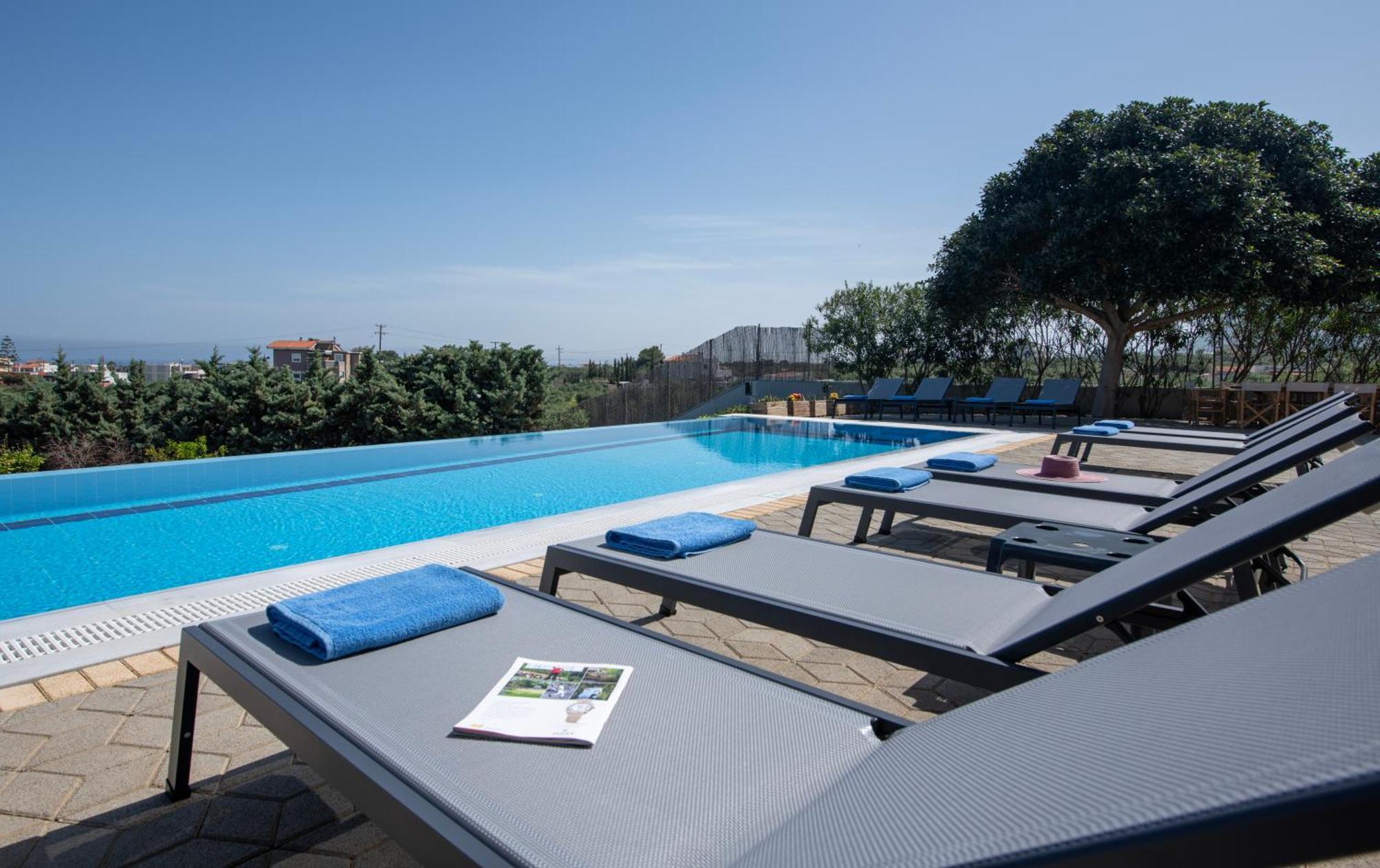 Four Seasons Private Villa - Seaview - Big Heated Pool - Gym - Sport Activities Gouves Buitenkant foto